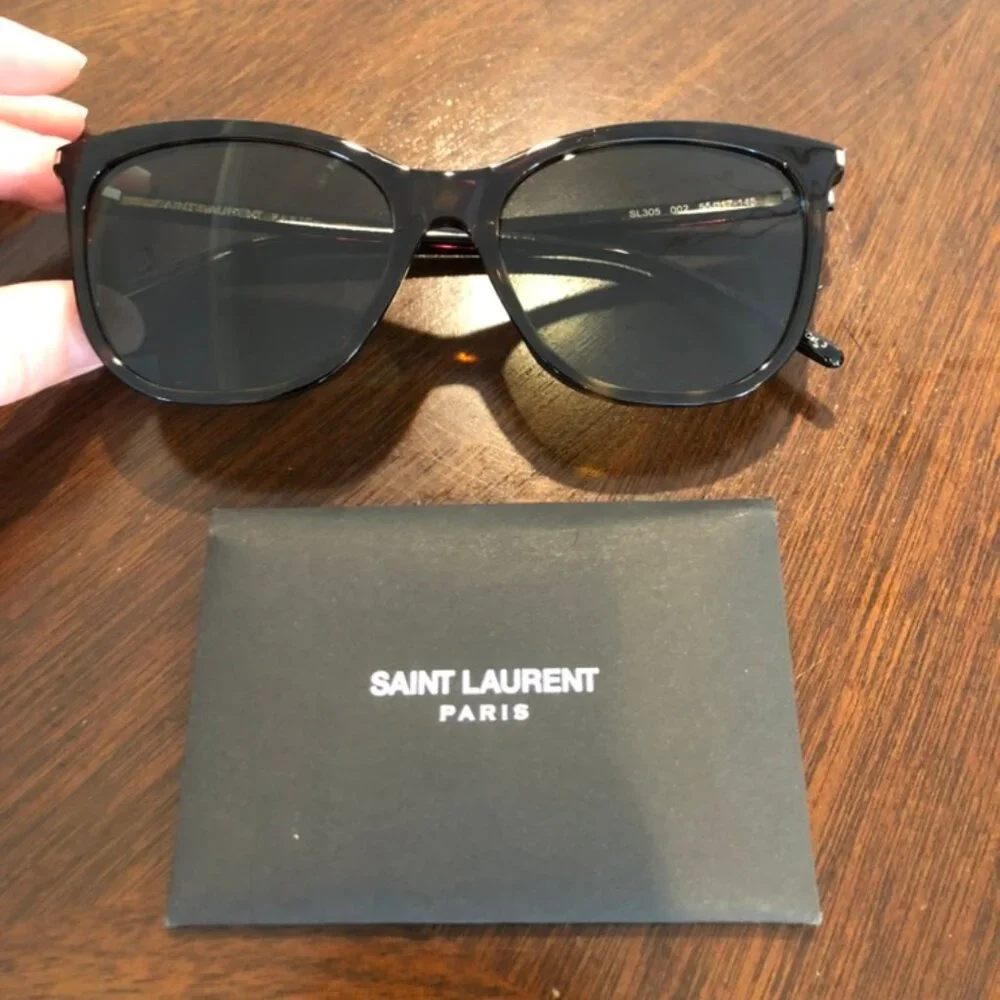 NIB Saint Laurent Cat Eye Brown Tortiseshell Sunglasses Authentic + Case